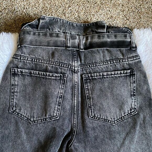 Free People We The Free Black Paper Bag Waist Button Fly Crop Jeans Size 25 - Picture 5 of 7